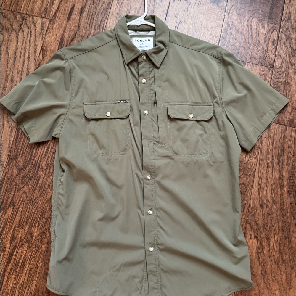 Men’s Olive Green poncho slim fit shirt